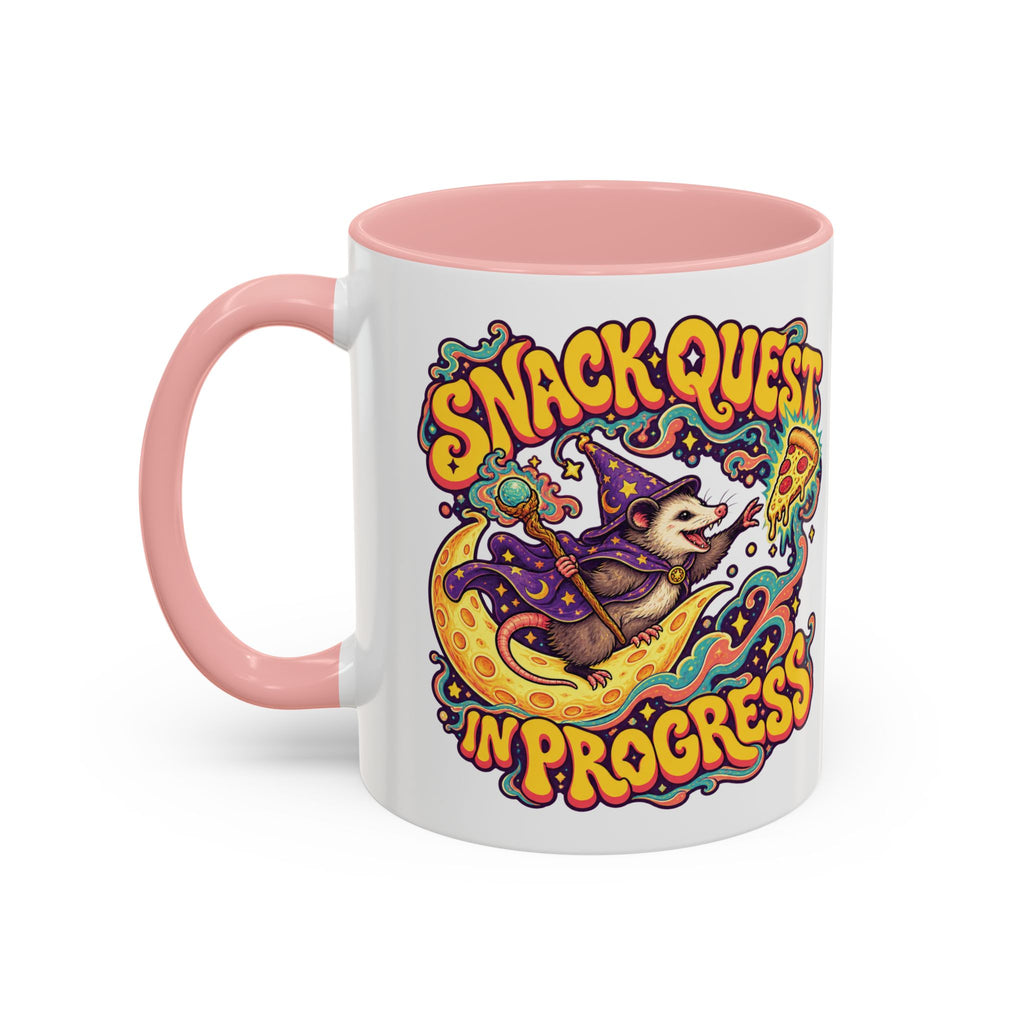Snack Quest in Progress Psychedelic Mug, 11oz Colour Accent Coffee Cup, ShmeeShmo