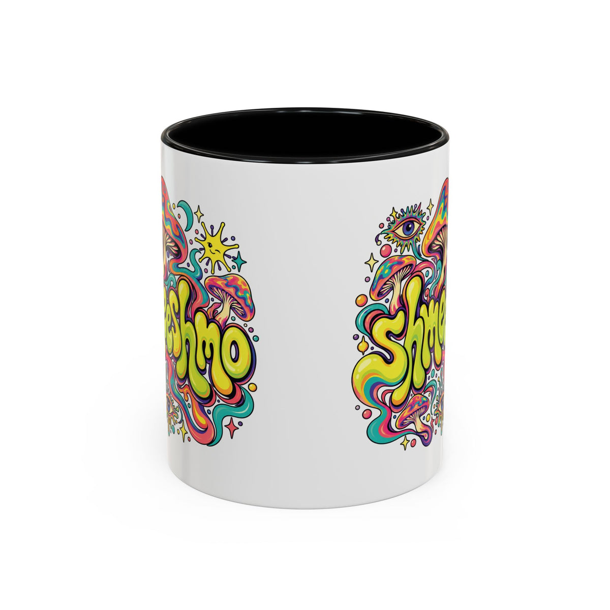 ShmeeShmo Psychedelic Mushroom Logo Mug, 11oz Colour Accent Coffee Cup