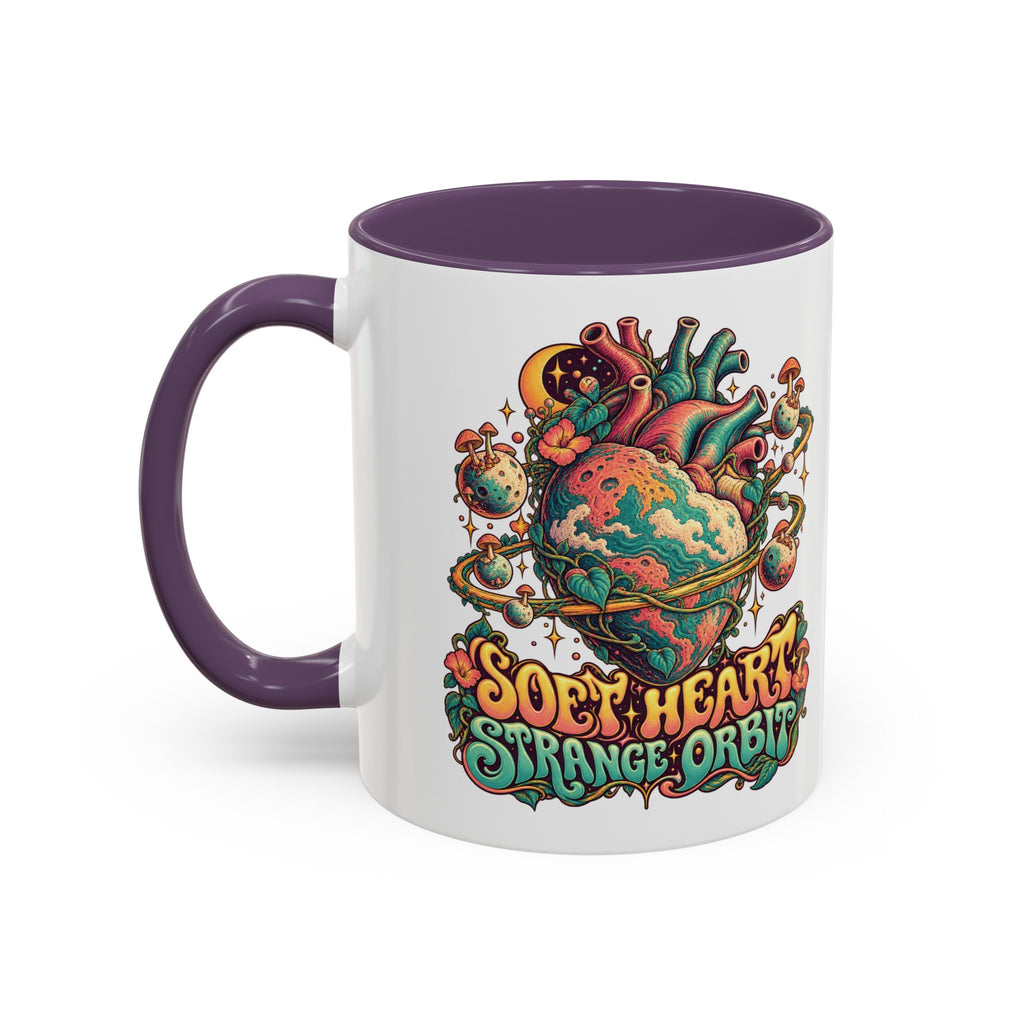 Soft Heart, Strange Orbit Psychedelic Mug, 11oz Colour Accent Coffee Cup, ShmeeShmo