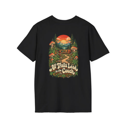 All Trails Lead to the Couch T-Shirt, Psychedelic Back Print, ShmeeShmo