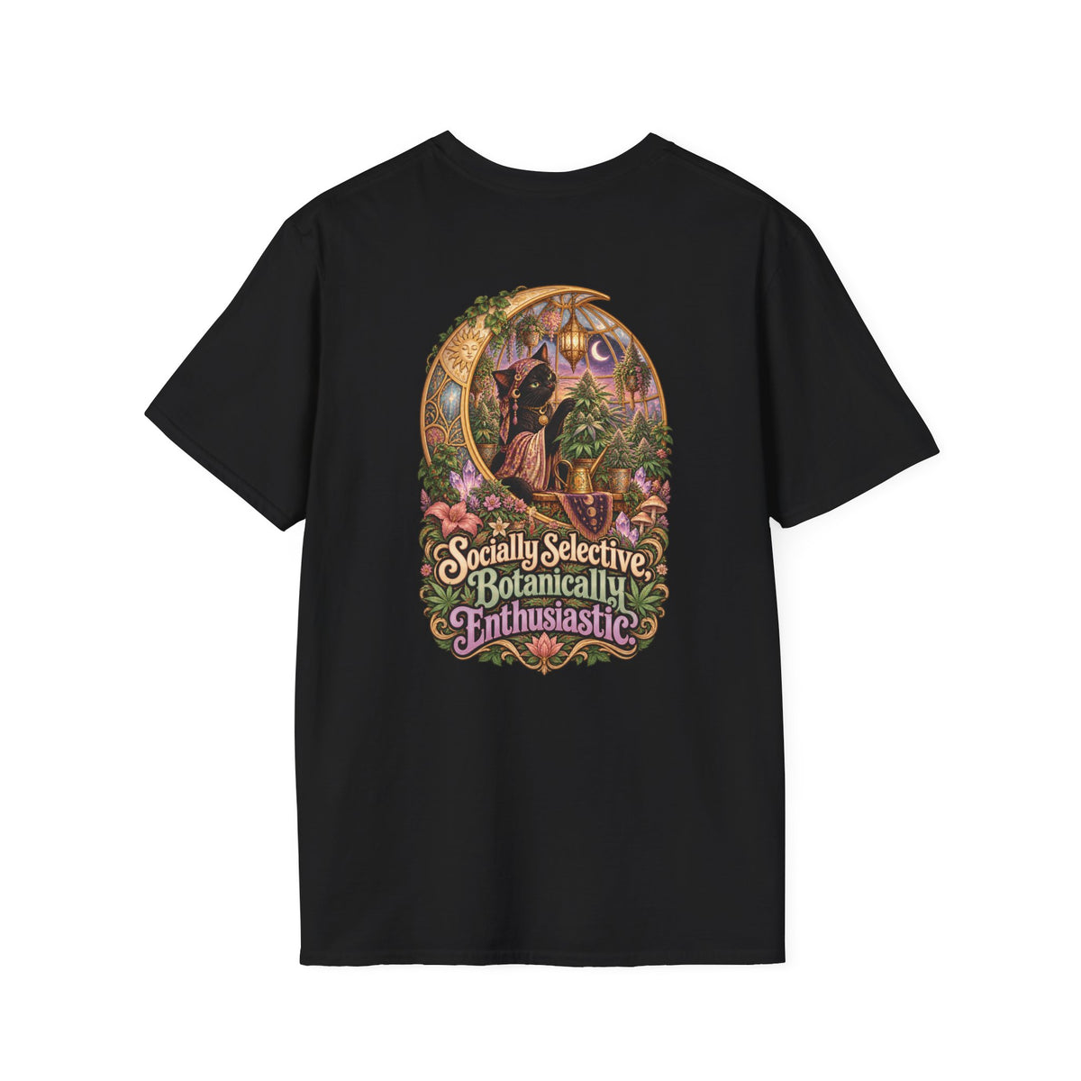 Socially Selective, Botanically Enthusiastic T-Shirt, Psychedelic Back Print, ShmeeShmo