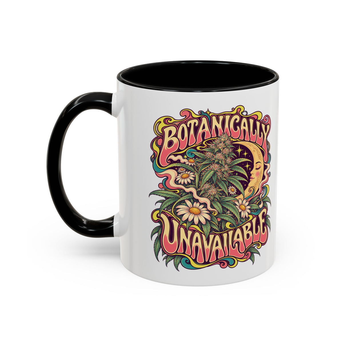 Botanically Unavailable Psychedelic Mug, 11oz Colour Accent Coffee Cup, ShmeeShmo