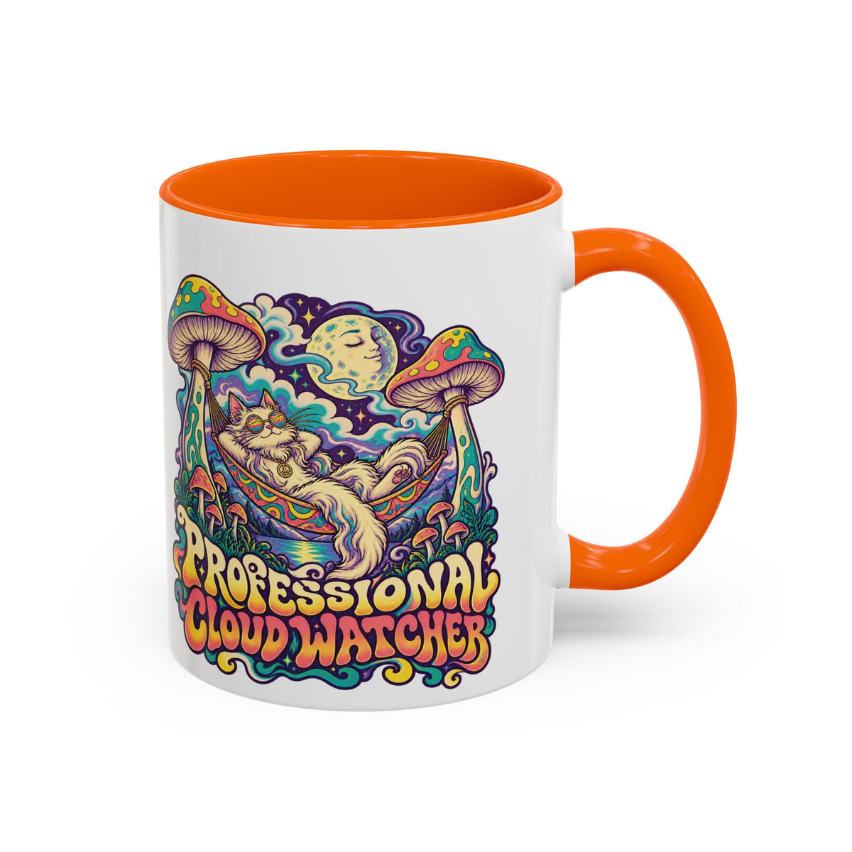 Professional Cloud Watcher Psychedelic Mug, 11oz Colour Accent Coffee Cup, ShmeeShmo
