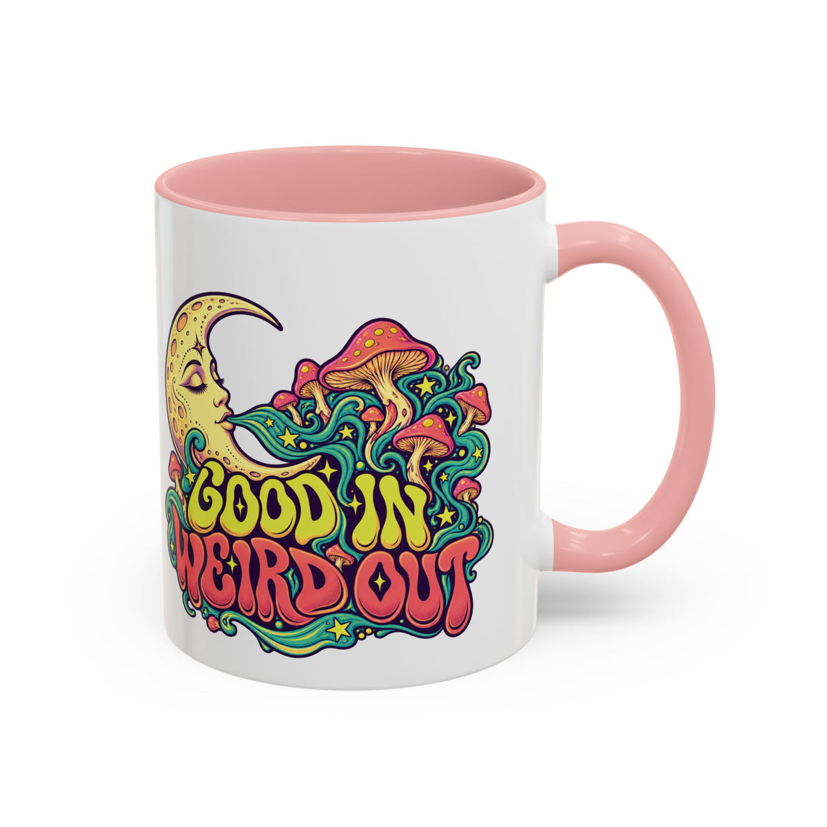 Good In, Weird Out Psychedelic Mug, 11oz Colour Accent Coffee Cup, ShmeeShmo