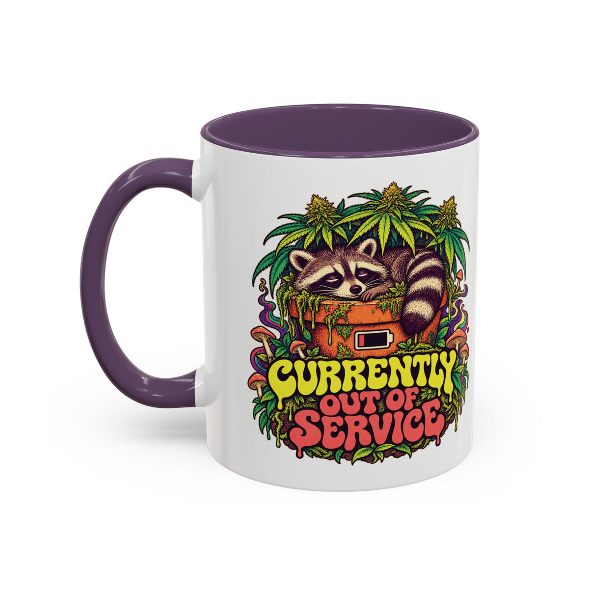 Currently Out of Service Psychedelic Mug, 11oz Colour Accent Coffee Cup, ShmeeShmo