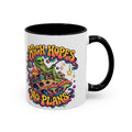 High Hopes, No Plans Psychedelic Mug, 11oz Colour Accent Coffee Cup, ShmeeShmo