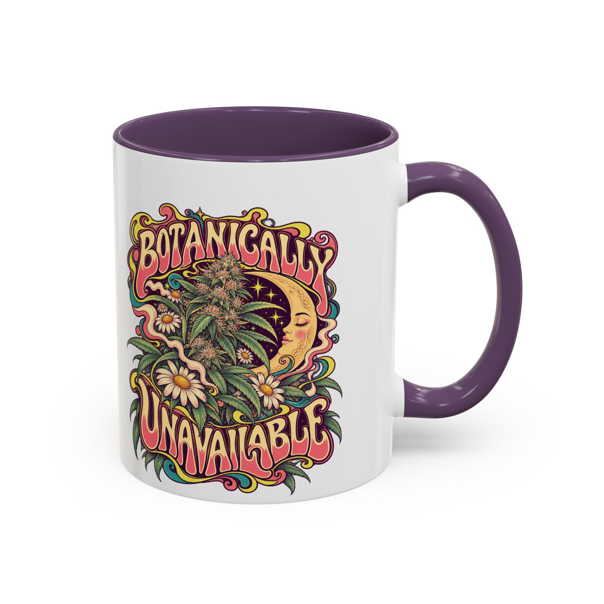 Botanically Unavailable Psychedelic Mug, 11oz Colour Accent Coffee Cup, ShmeeShmo