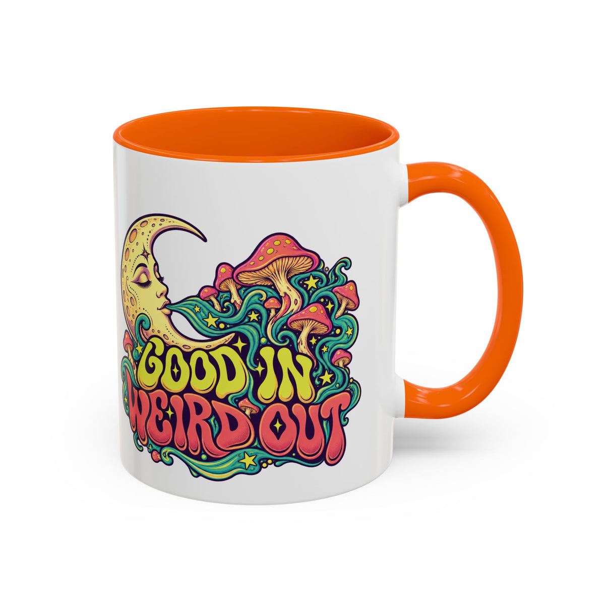 Good In, Weird Out Psychedelic Mug, 11oz Colour Accent Coffee Cup, ShmeeShmo