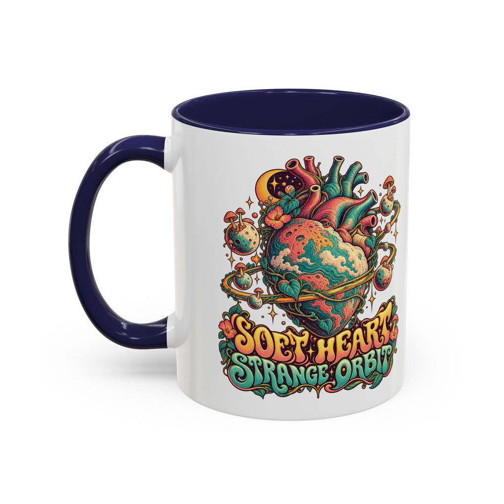 Soft Heart, Strange Orbit Psychedelic Mug, 11oz Colour Accent Coffee Cup, ShmeeShmo
