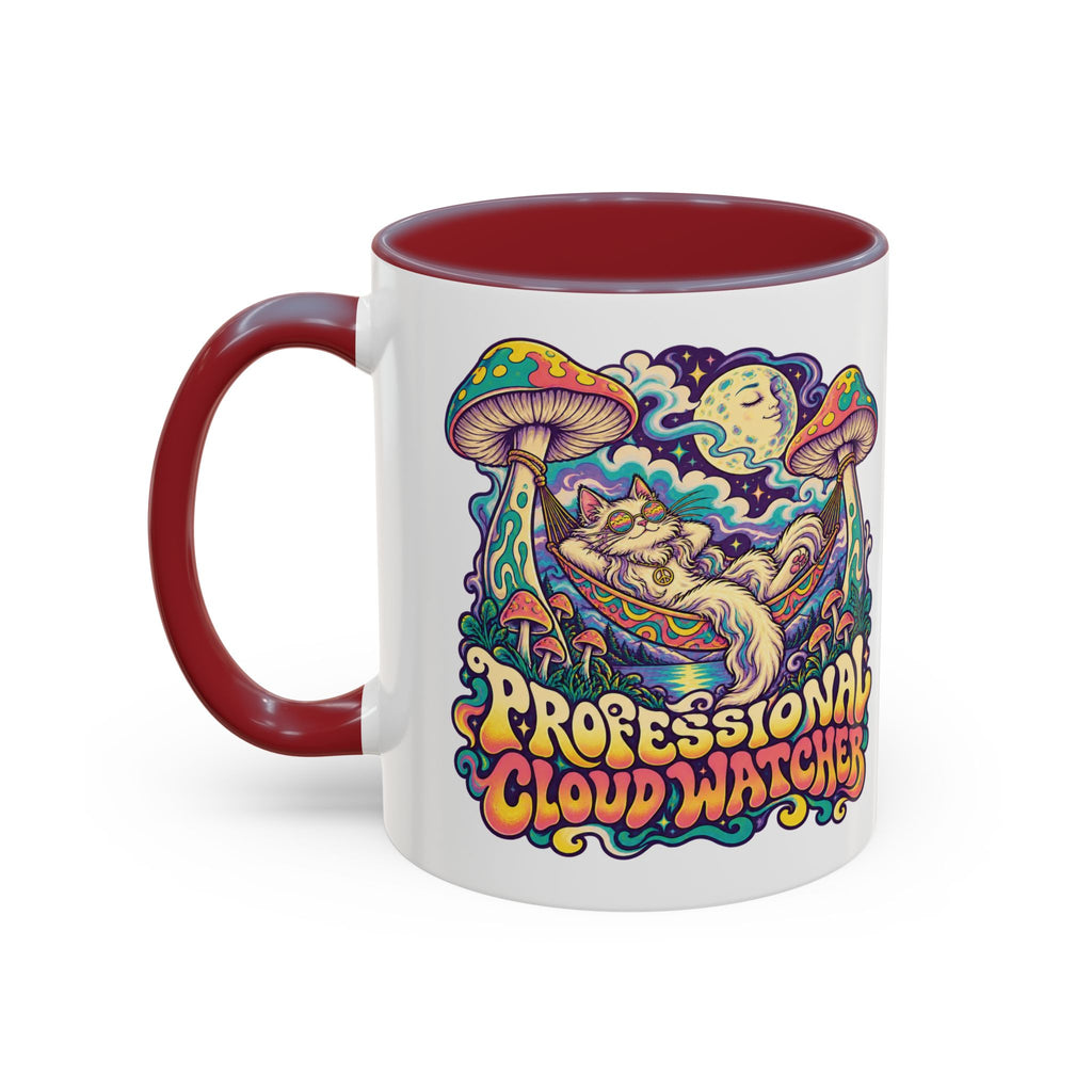 Professional Cloud Watcher Psychedelic Mug, 11oz Colour Accent Coffee Cup, ShmeeShmo