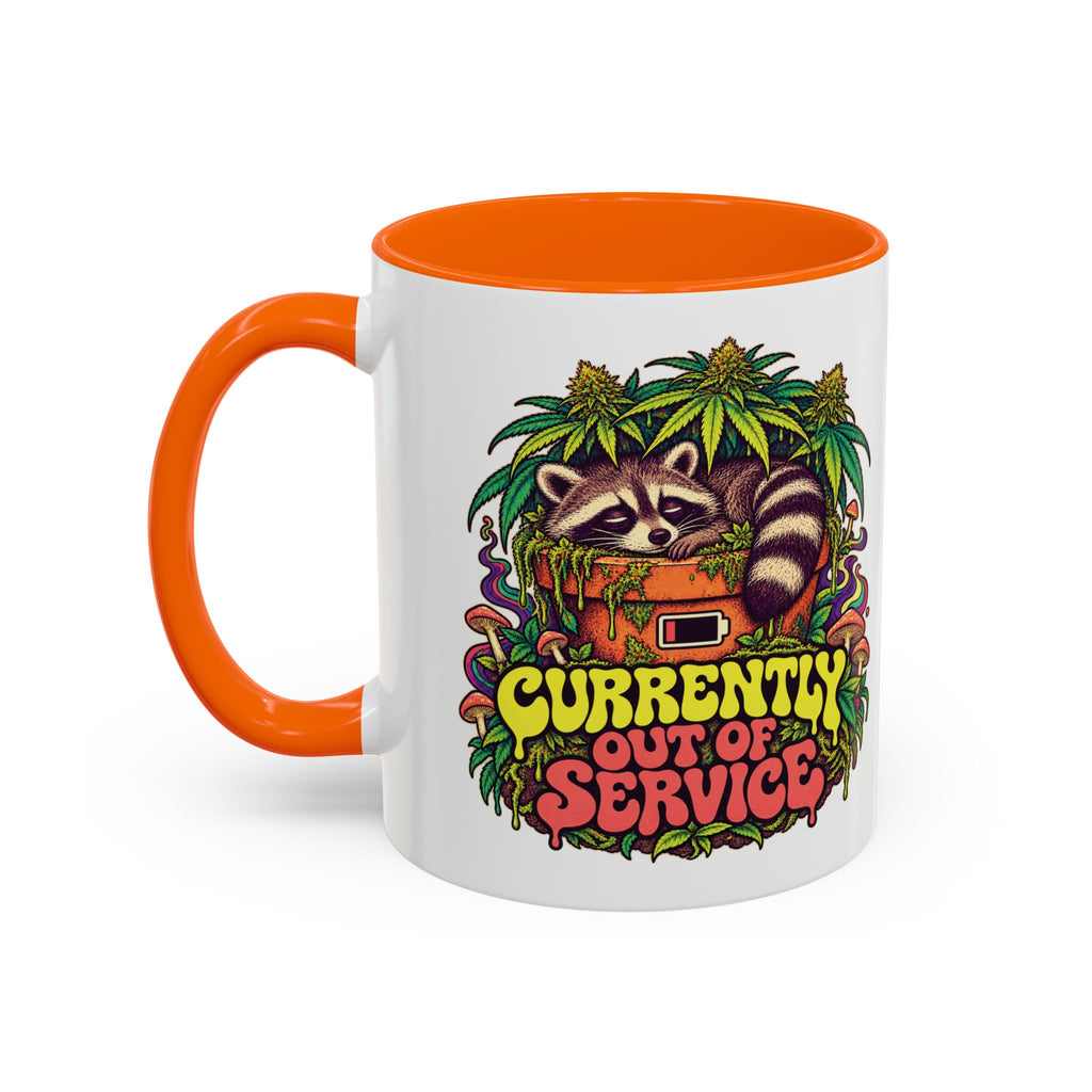 Currently Out of Service Psychedelic Mug, 11oz Colour Accent Coffee Cup, ShmeeShmo