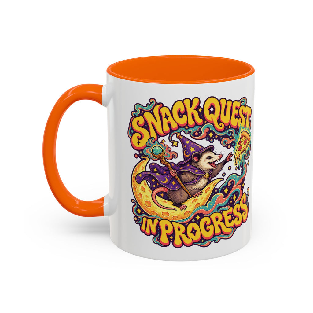 Snack Quest in Progress Psychedelic Mug, 11oz Colour Accent Coffee Cup, ShmeeShmo