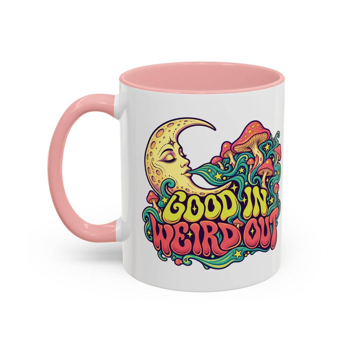 Good In, Weird Out Psychedelic Mug, 11oz Colour Accent Coffee Cup, ShmeeShmo