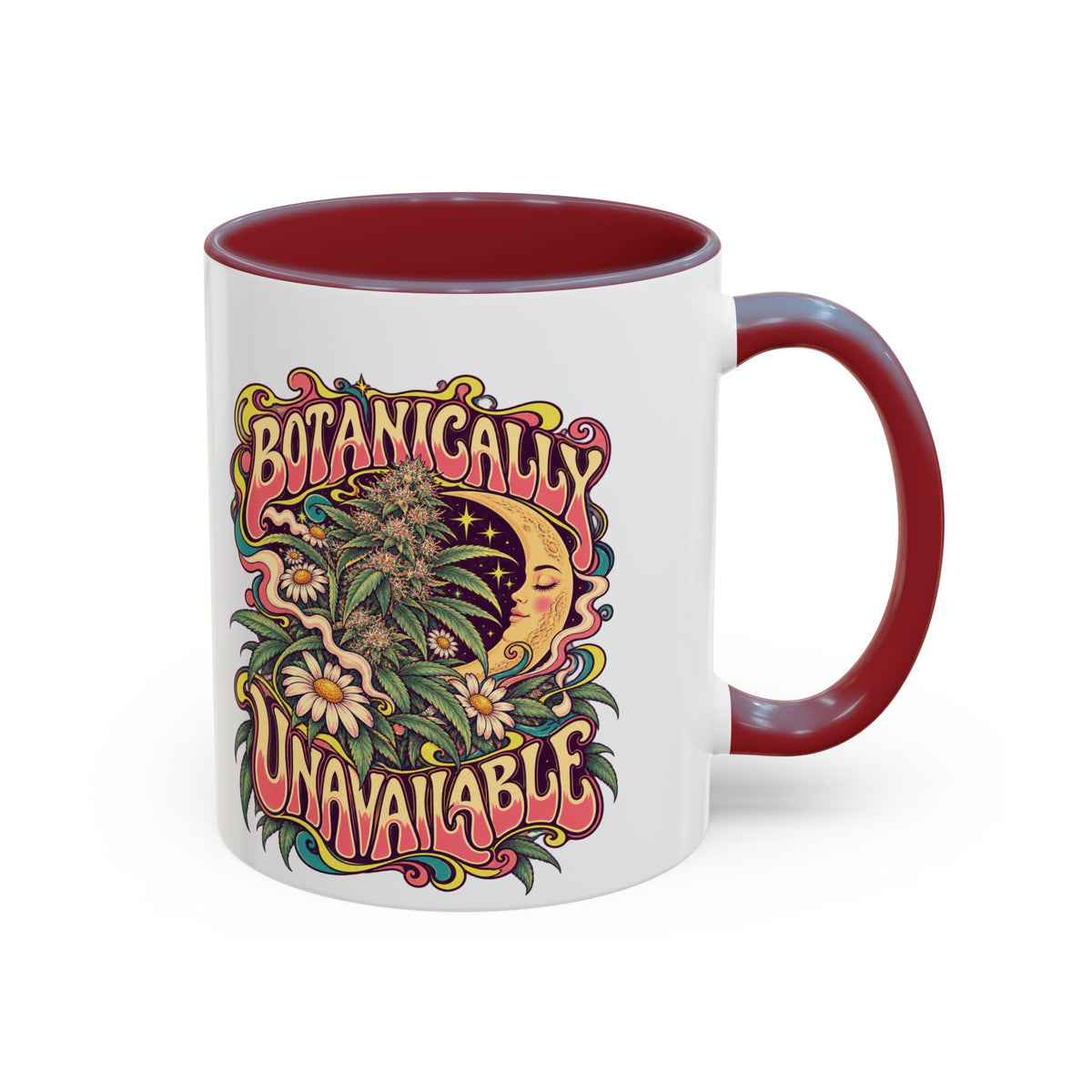 Botanically Unavailable Psychedelic Mug, 11oz Colour Accent Coffee Cup, ShmeeShmo