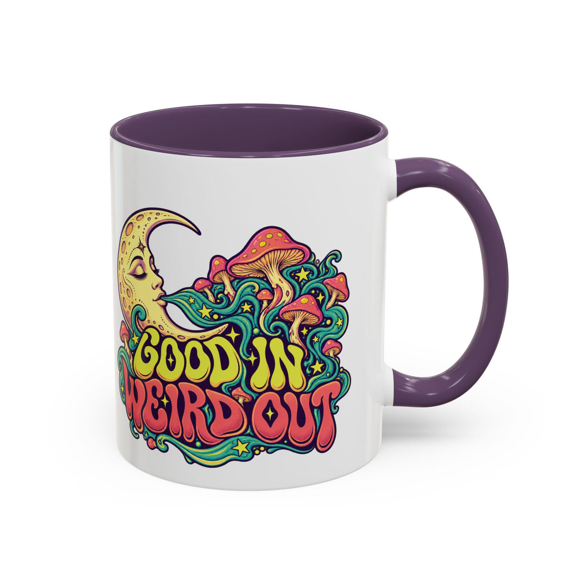 Good In, Weird Out Psychedelic Mug, 11oz Colour Accent Coffee Cup, ShmeeShmo