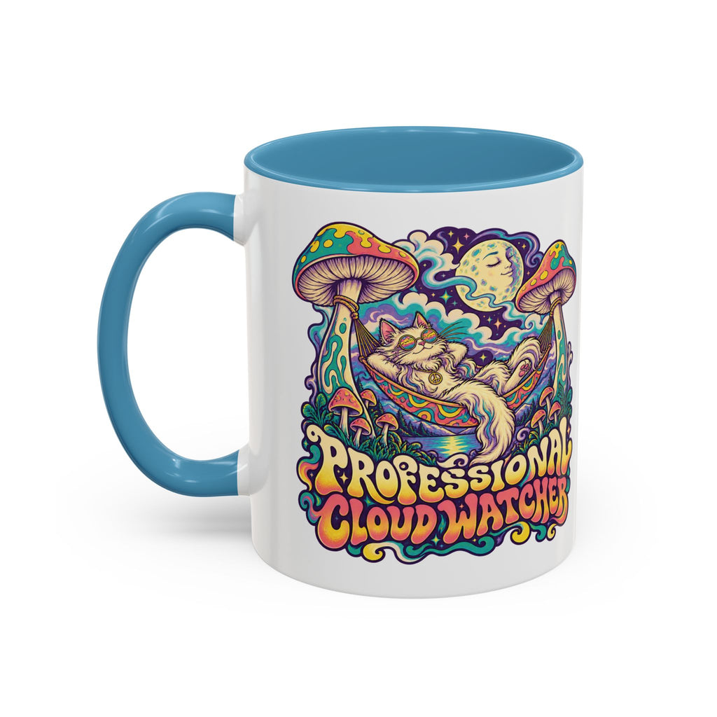 Professional Cloud Watcher Psychedelic Mug, 11oz Colour Accent Coffee Cup, ShmeeShmo