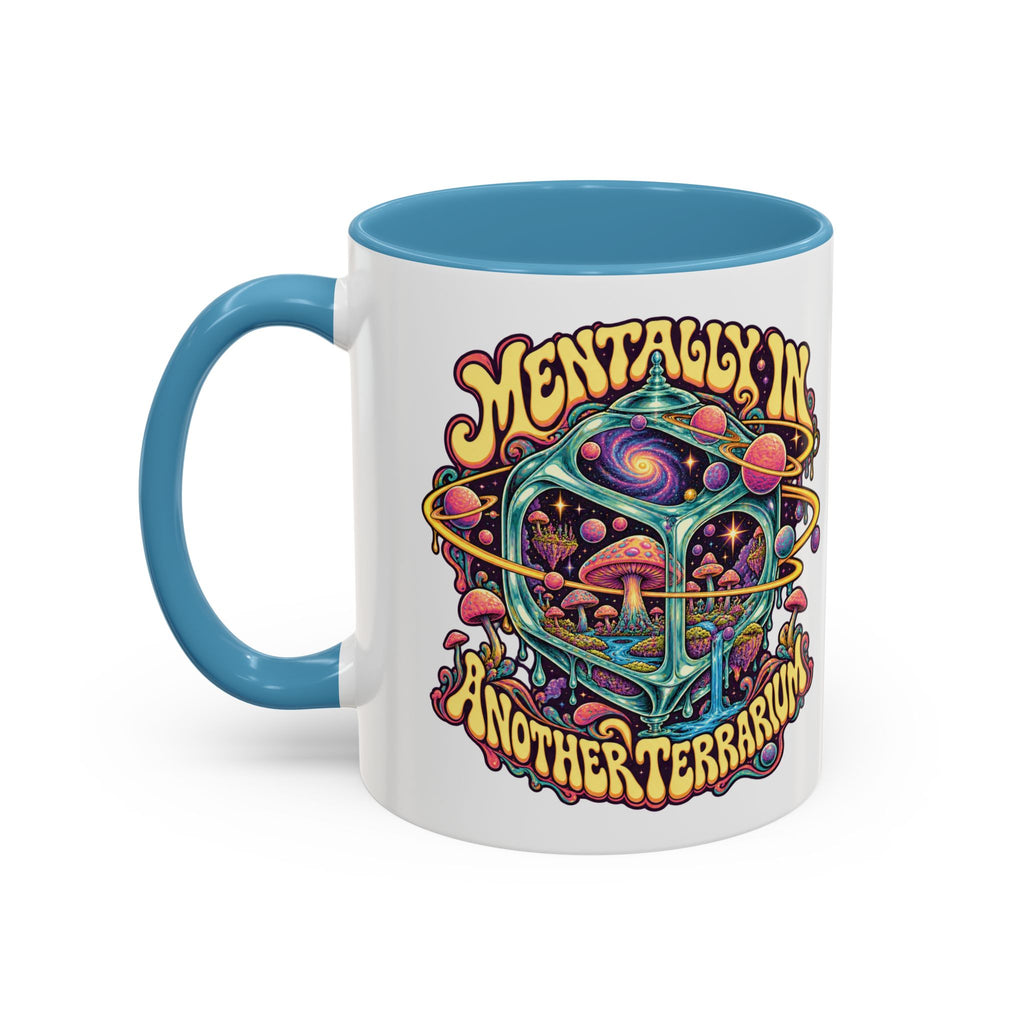 Mentally in Another Terrarium Psychedelic Mug, 11oz Colour Accent Coffee Cup, ShmeeShmo