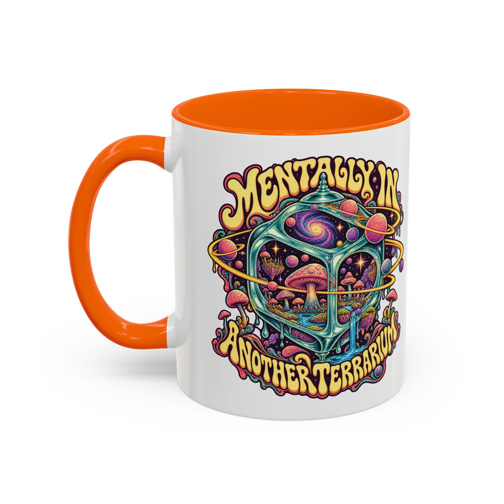 Mentally in Another Terrarium Psychedelic Mug, 11oz Colour Accent Coffee Cup, ShmeeShmo