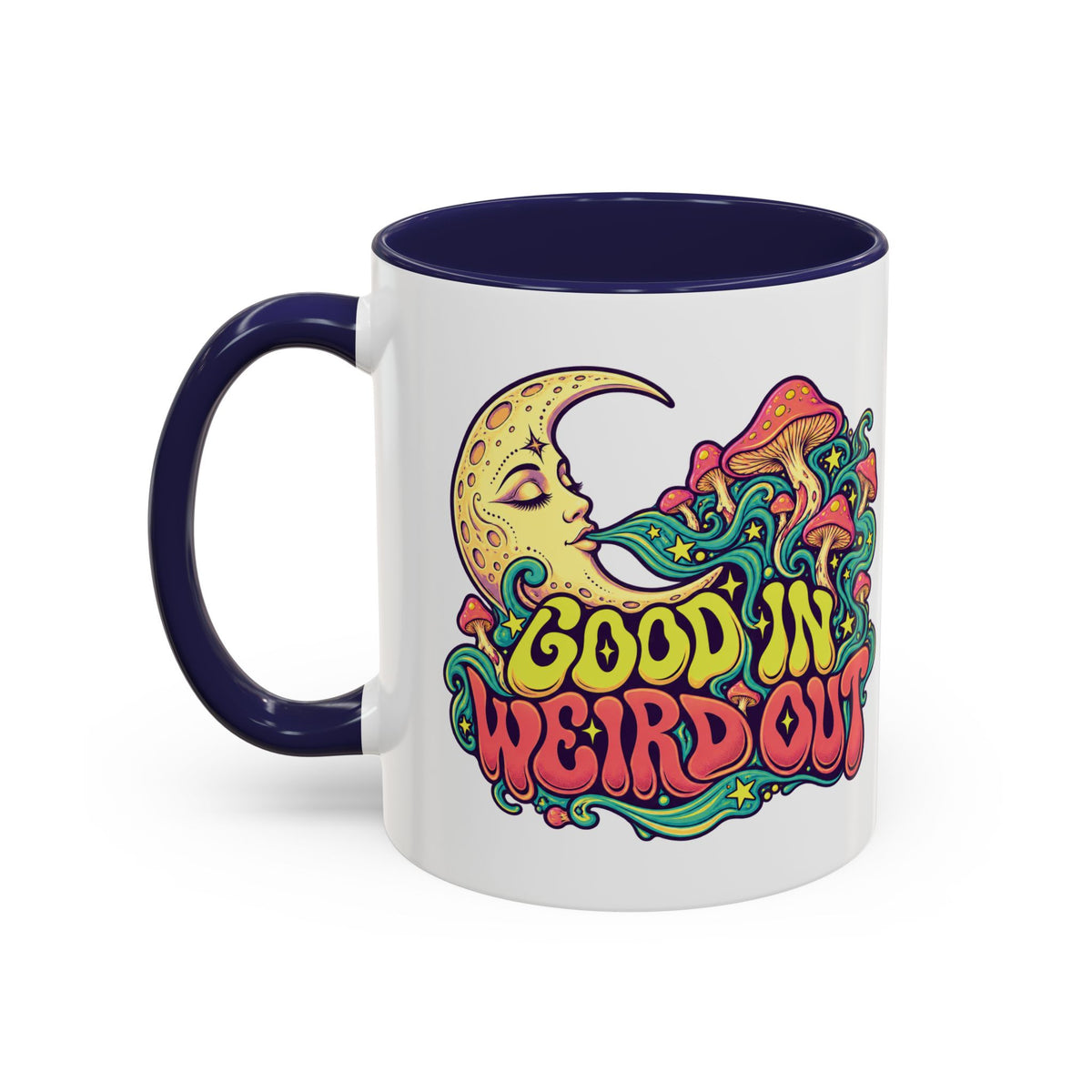 Good In, Weird Out Psychedelic Mug, 11oz Colour Accent Coffee Cup, ShmeeShmo