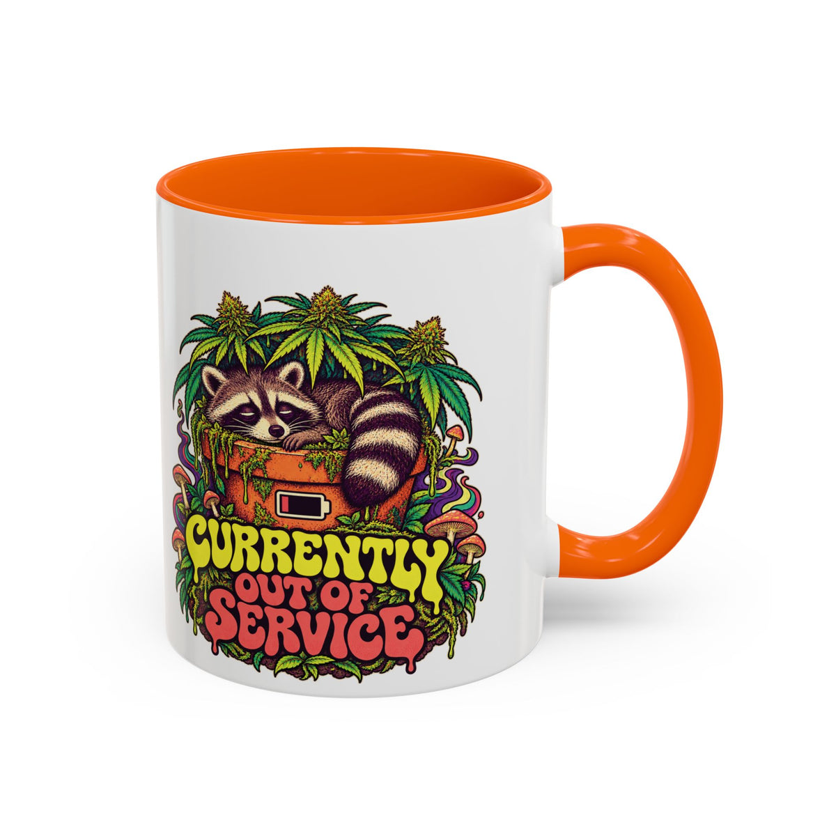 Currently Out of Service Psychedelic Mug, 11oz Colour Accent Coffee Cup, ShmeeShmo