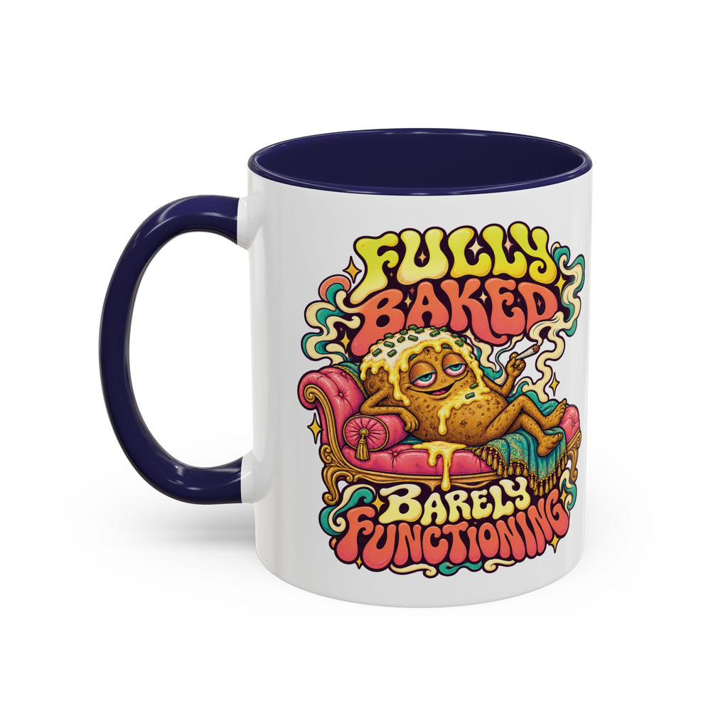 Fully Baked, Barely Functioning Psychedelic Mug, 11oz Colour Accent Coffee Cup, ShmeeShmo