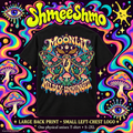 Shirt-only illustrative mockup, Moonlit, Mildly Unhinged Psychedelic T-Shirt, Large Back Print & Small ShmeeShmo Chest Logo