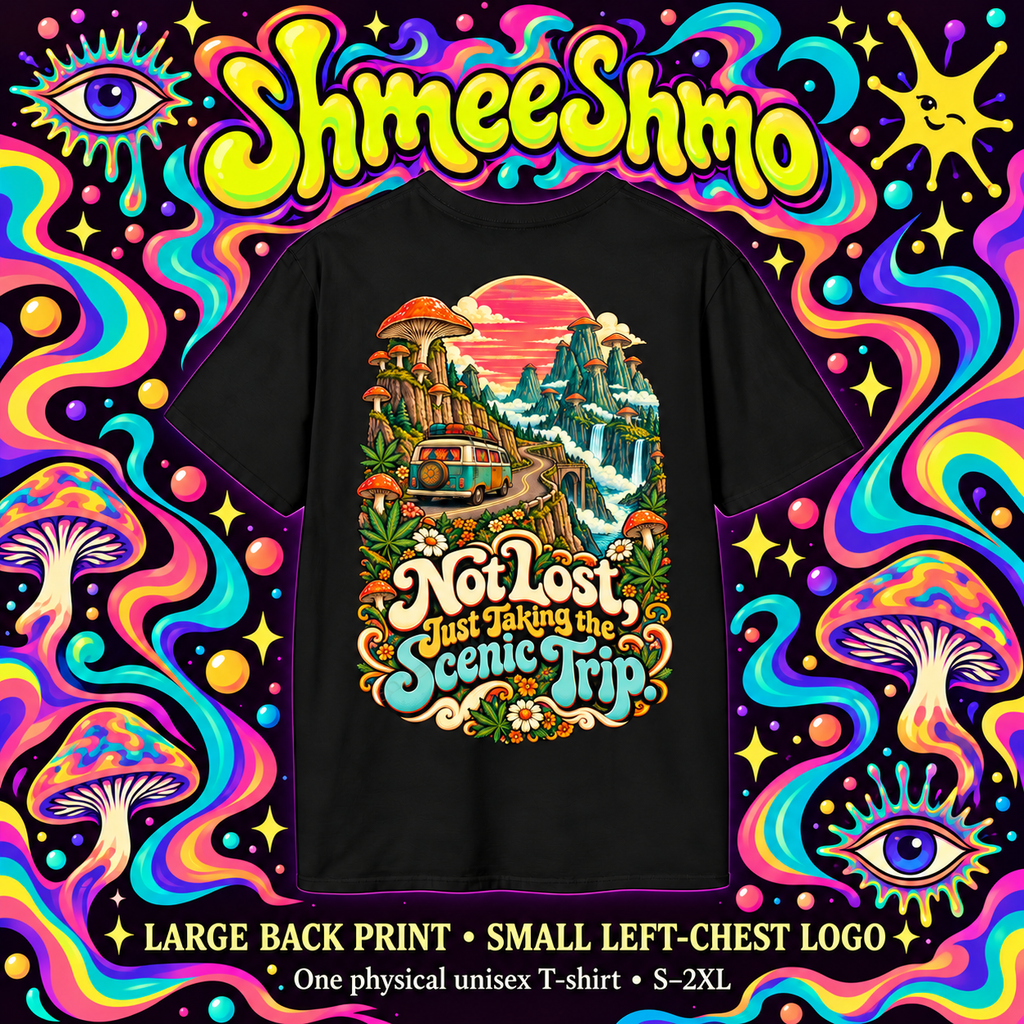 ShmeeShmo illustrative T-shirt back mockup