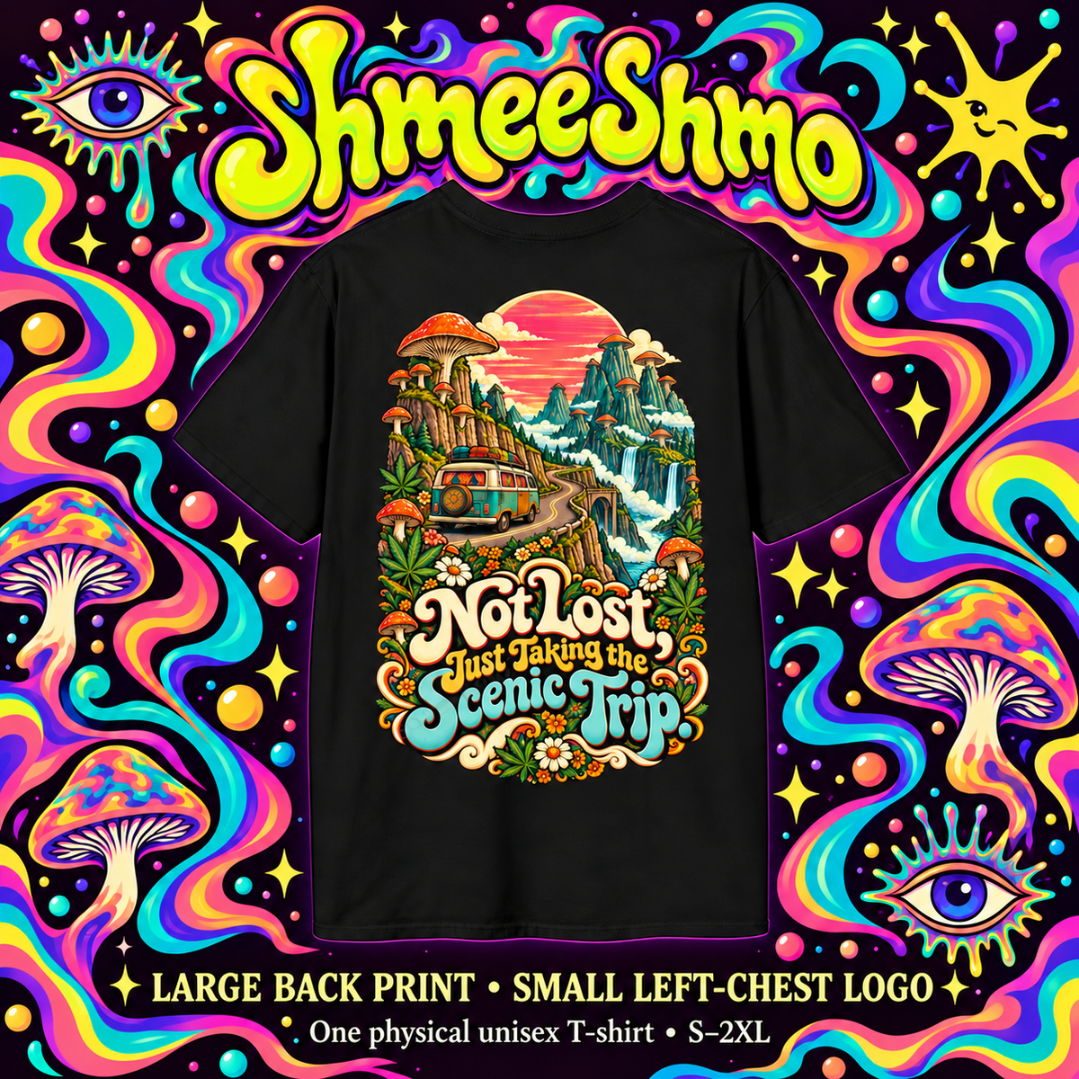 ShmeeShmo illustrative T-shirt back mockup